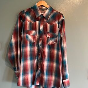 Wrancher XLT by Wrangler Western Style Plaid long Sleeve Pearl Button